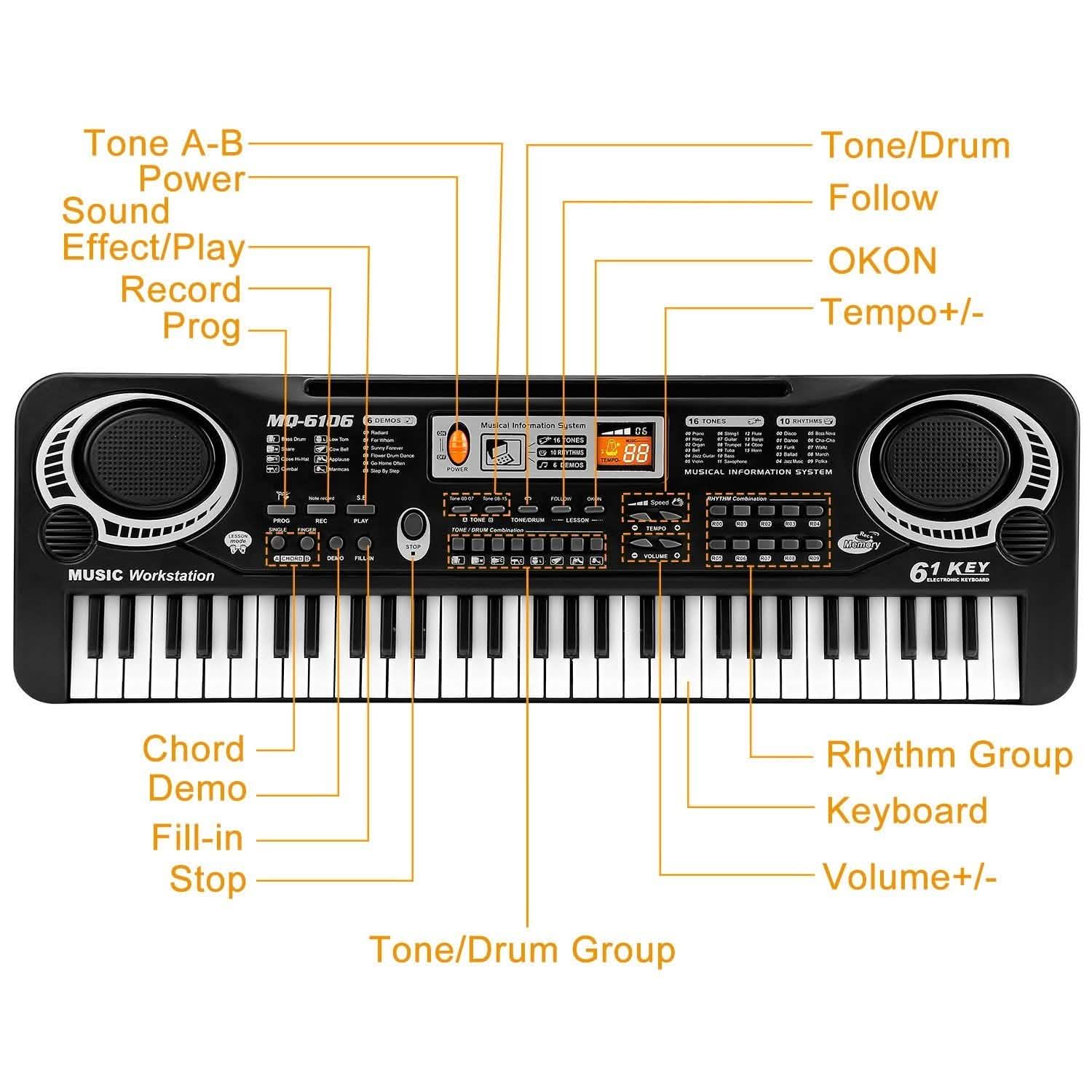 61-Key Electronic Keyboard — Beginner to Intermediate
