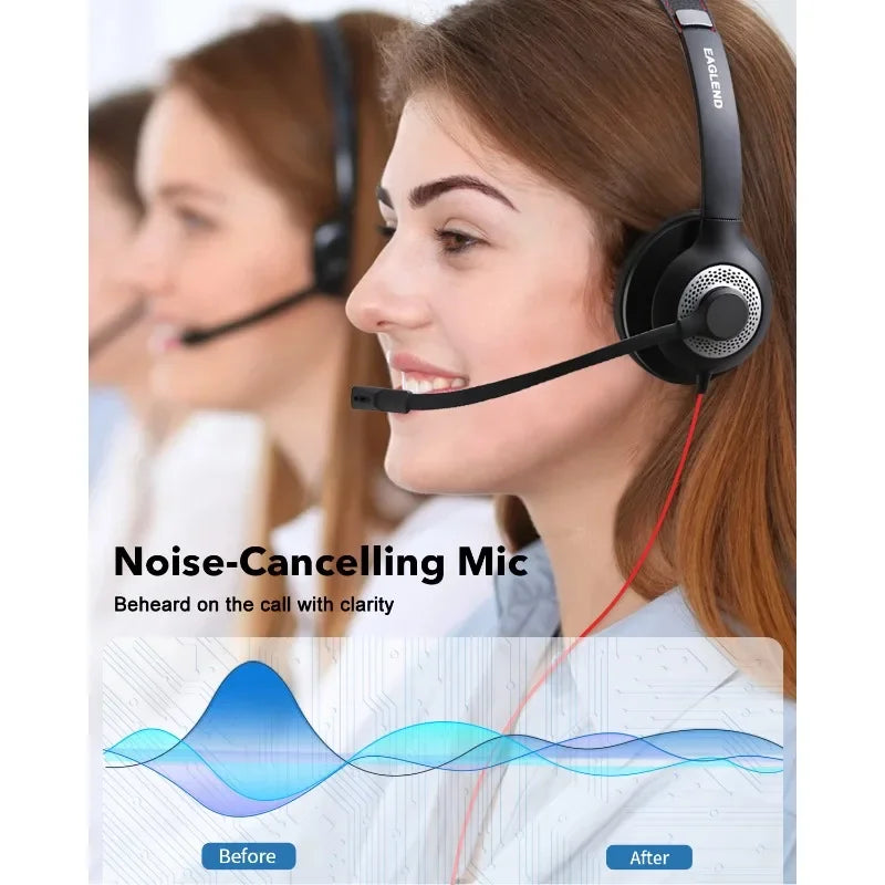 USB Headset with Noise-Cancelling Mic — Office & Gaming