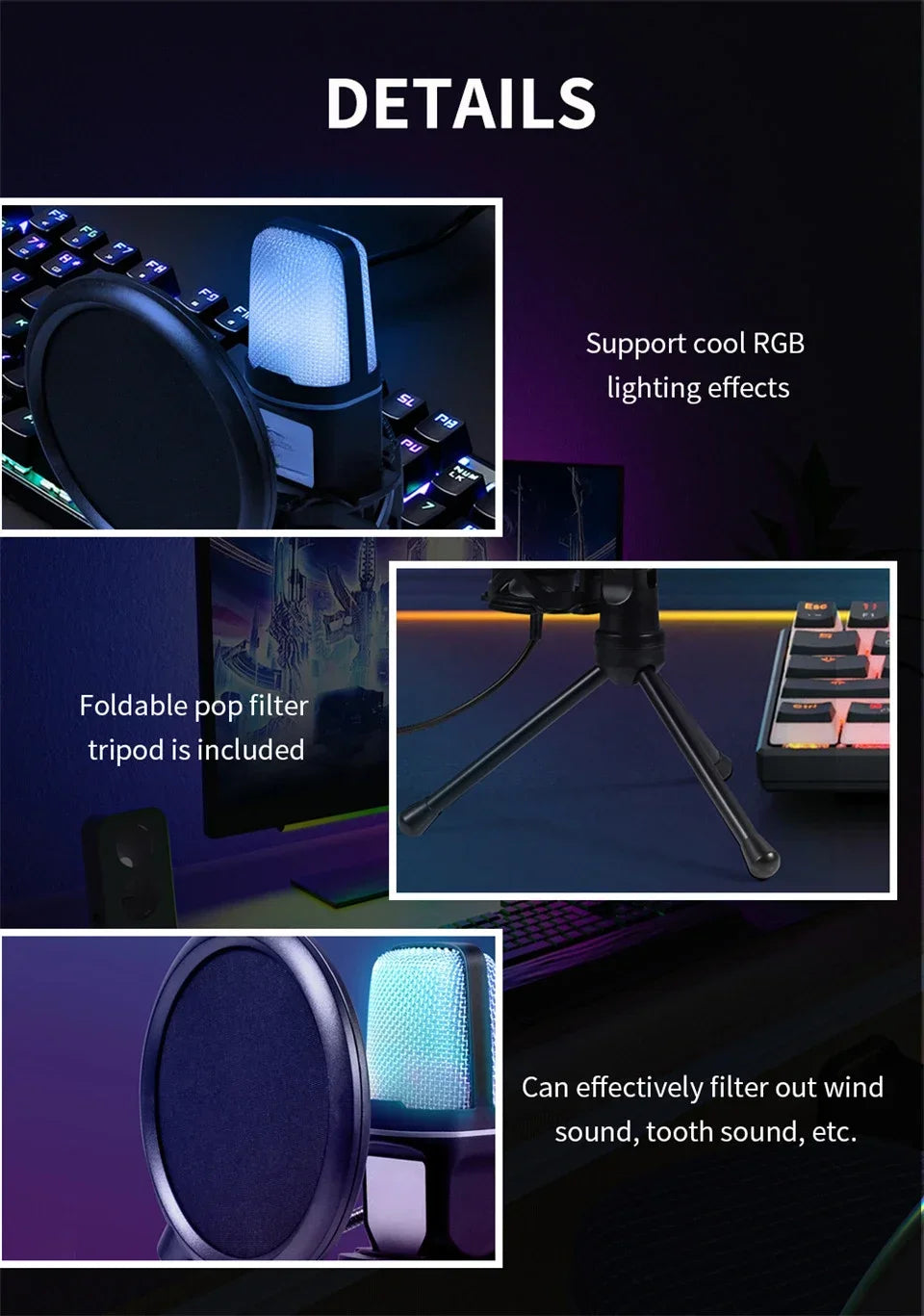 RGB Gaming Microphone — USB Plug & Play