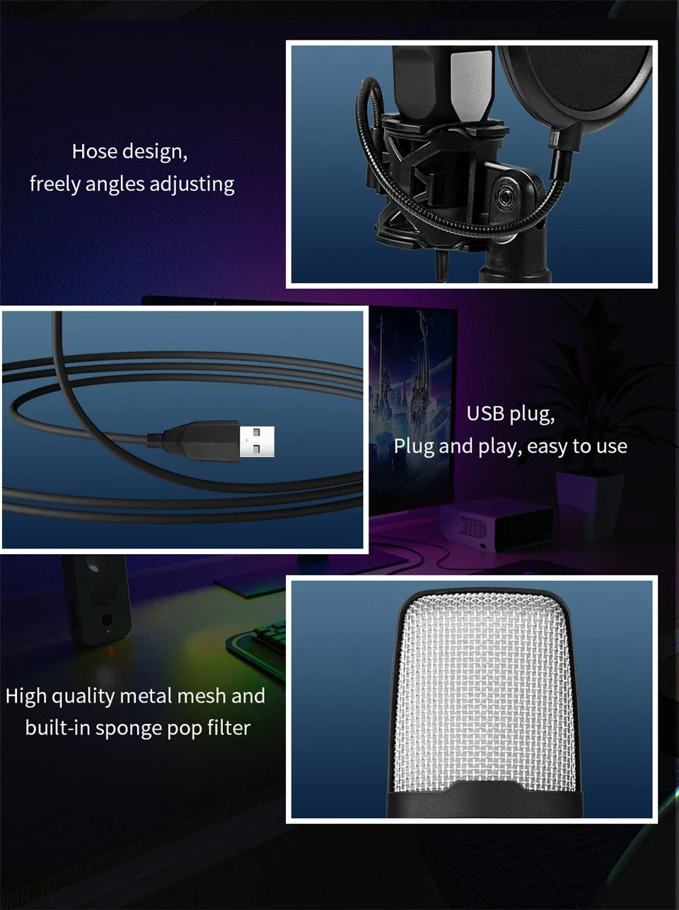 RGB Gaming Microphone — USB Plug & Play