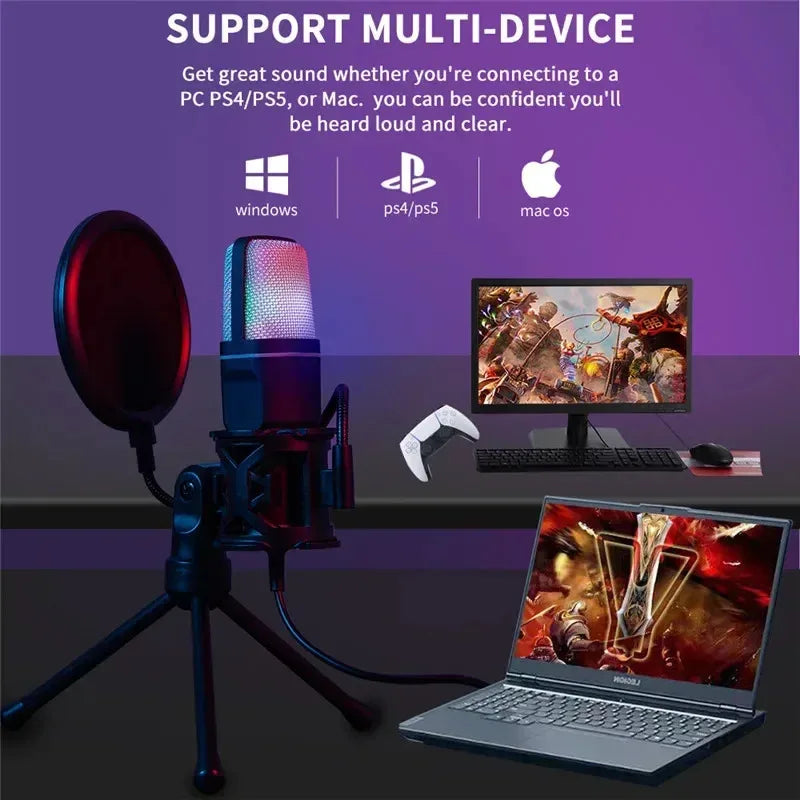 RGB Gaming Microphone — USB Plug & Play