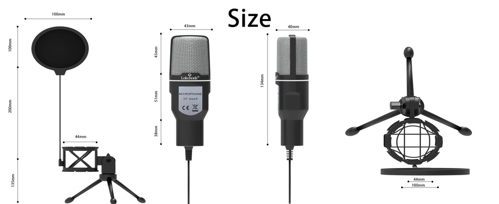 USB Podcast Microphone with Tripod Stand & Pop Filter