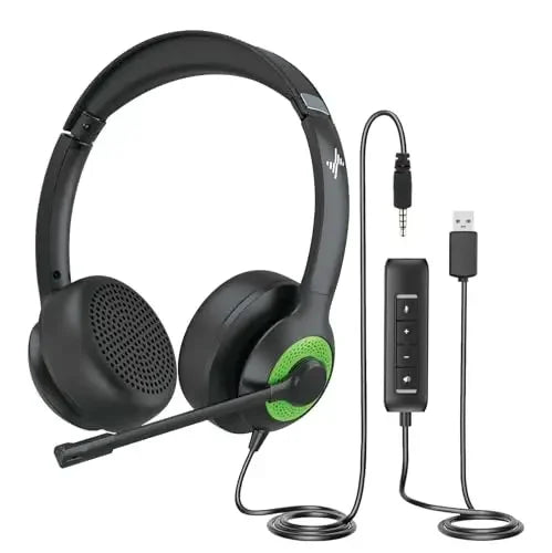 USB Headset with Noise-Cancelling Mic — Office & Gaming
