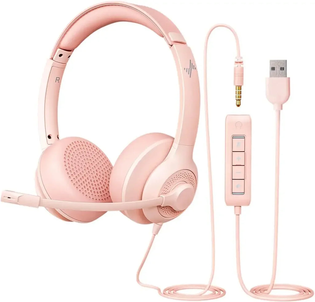 USB Headset with Noise-Cancelling Mic — Office & Gaming