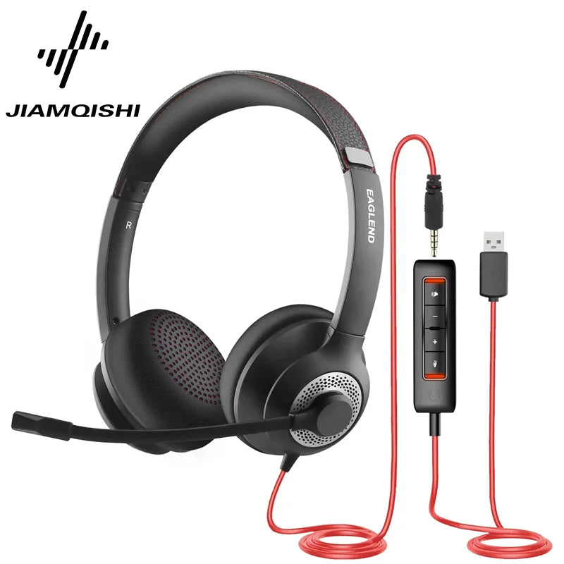 USB Headset with Noise-Cancelling Mic — Office & Gaming