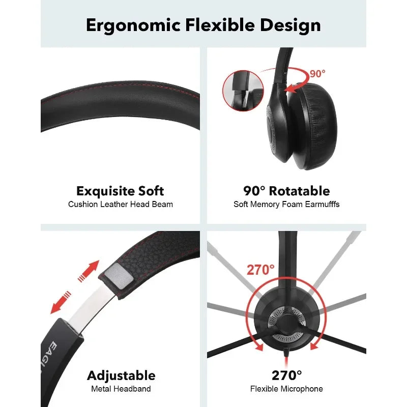 USB Headset with Noise-Cancelling Mic — Office & Gaming