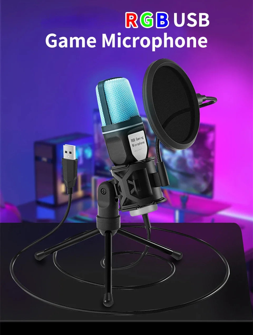 RGB Gaming Microphone — USB Plug & Play