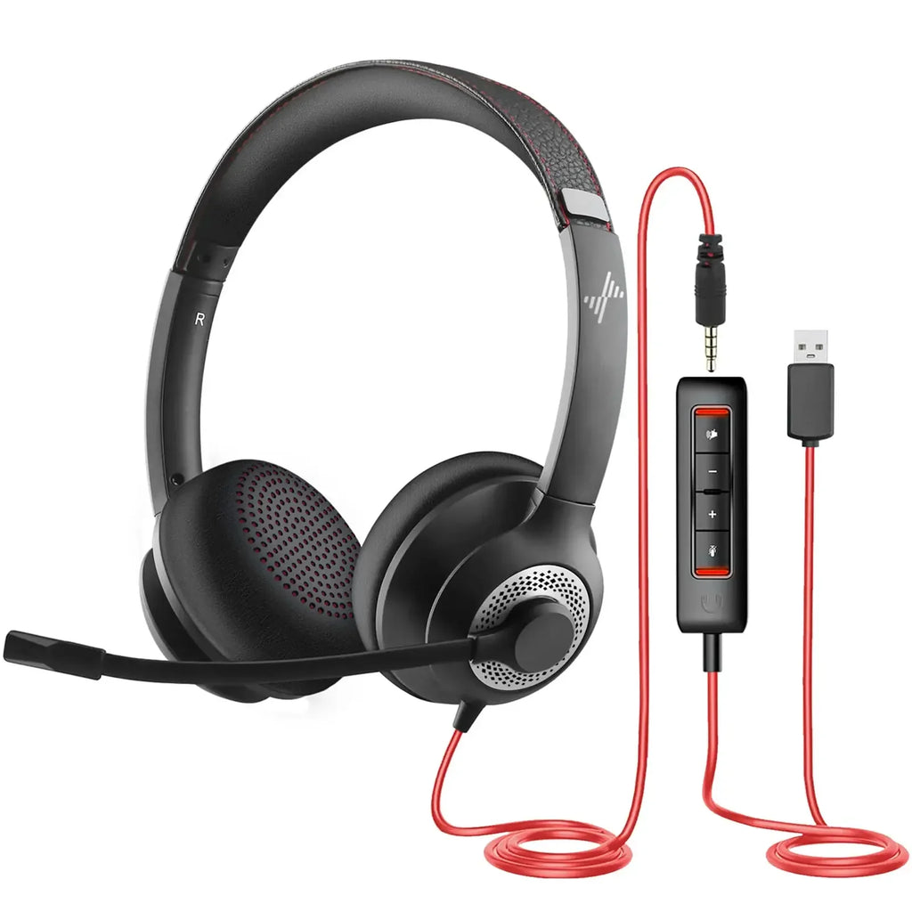USB Headset with Noise-Cancelling Mic — Office & Gaming