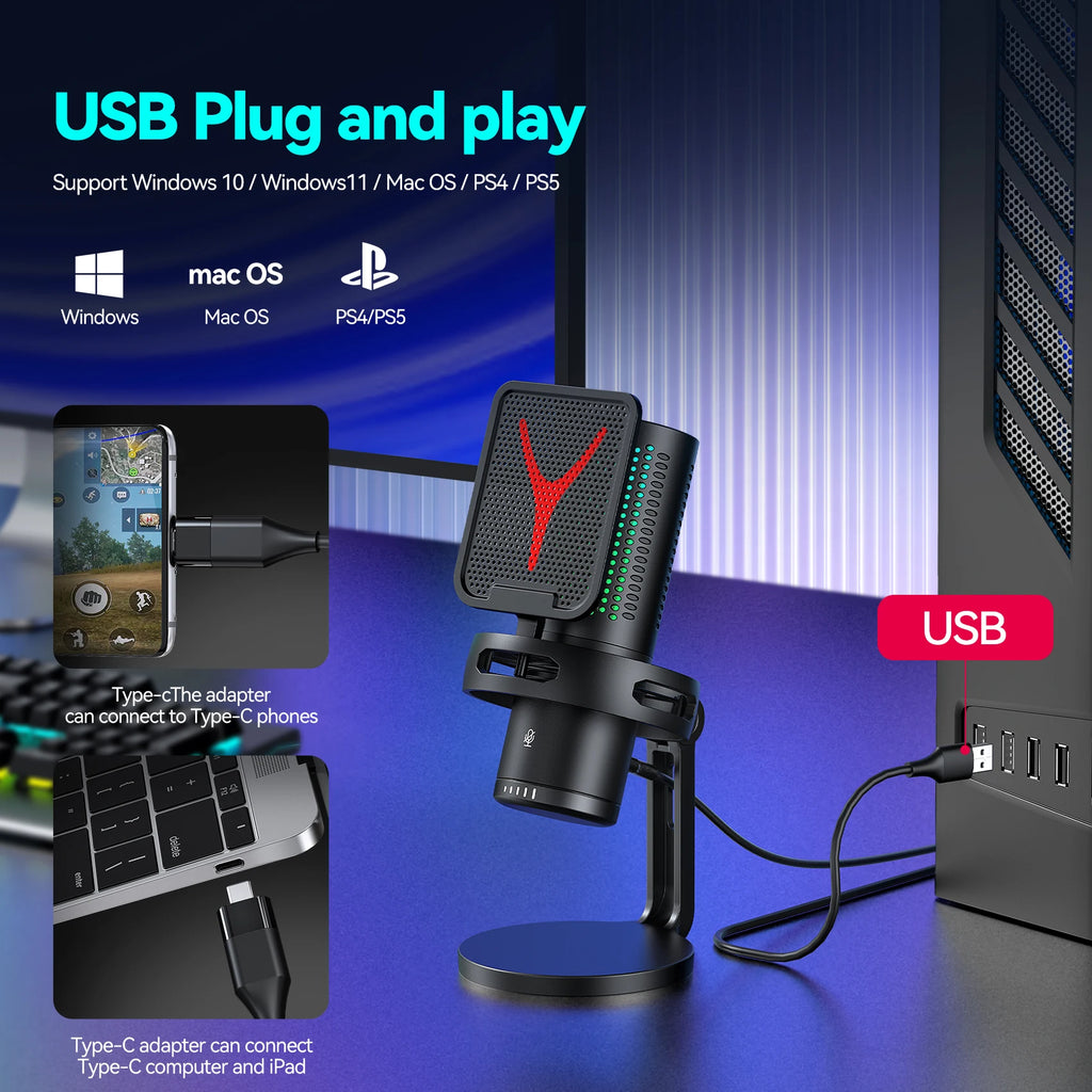 Pro USB Condenser Microphone Kit — Studio & Streaming