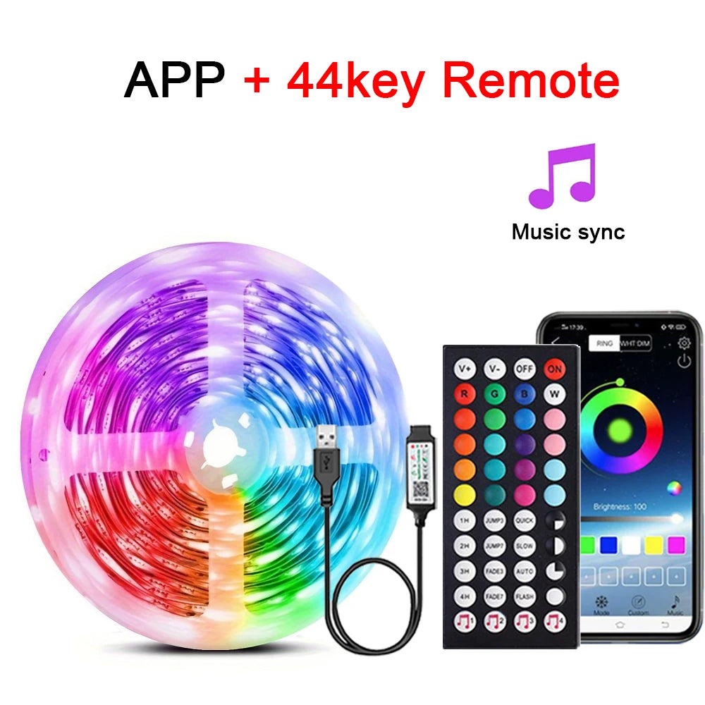 RGB LED Strip Lights — Music Sync with Remote Control