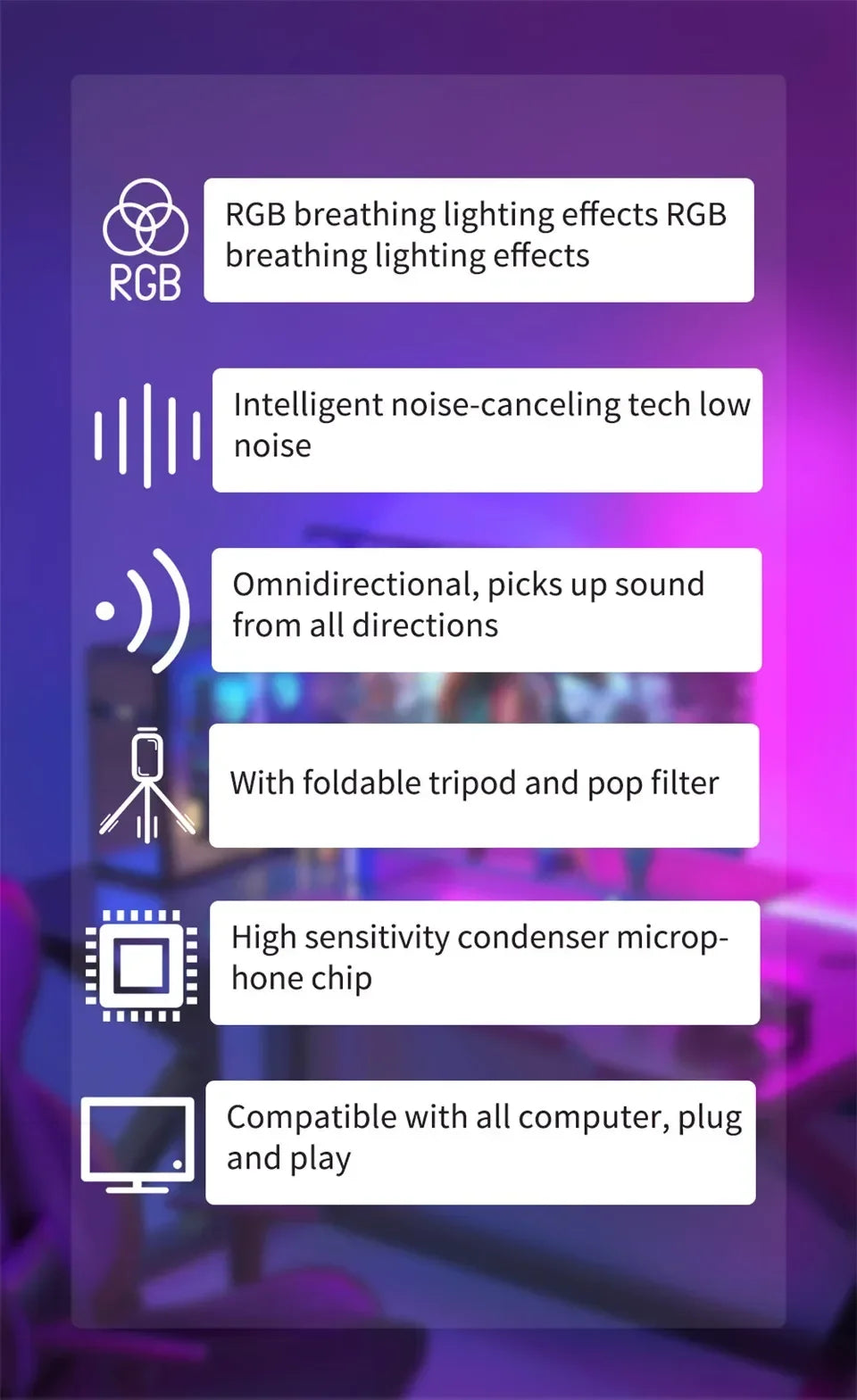 RGB Gaming Microphone — USB Plug & Play