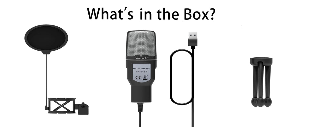 USB Podcast Microphone with Tripod Stand & Pop Filter