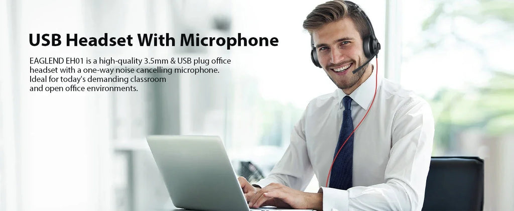 USB Headset with Noise-Cancelling Mic — Office & Gaming