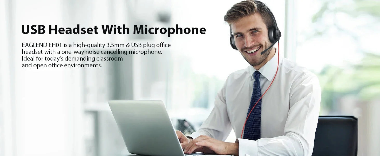USB Headset with Noise-Cancelling Mic — Office & Gaming